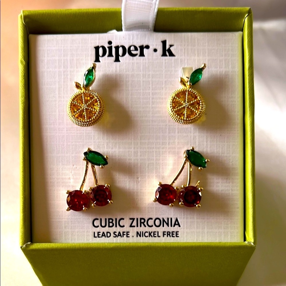Piper K | Lemon & Cherry Earrings Set 🍋🍒